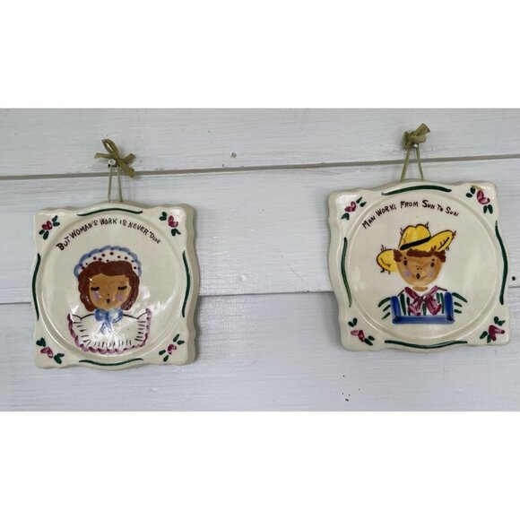 Vintage California Provincial Pottery Wall Plaques Women/Mens Work Humor - Picture 14 of 14